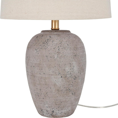 Home 23" Greyish Brown Earth Tone Rustic Farmhouse Ceramic Table Lamp for Bedroom, Living Room, Dining, Office, with Beige Linen Shade5
