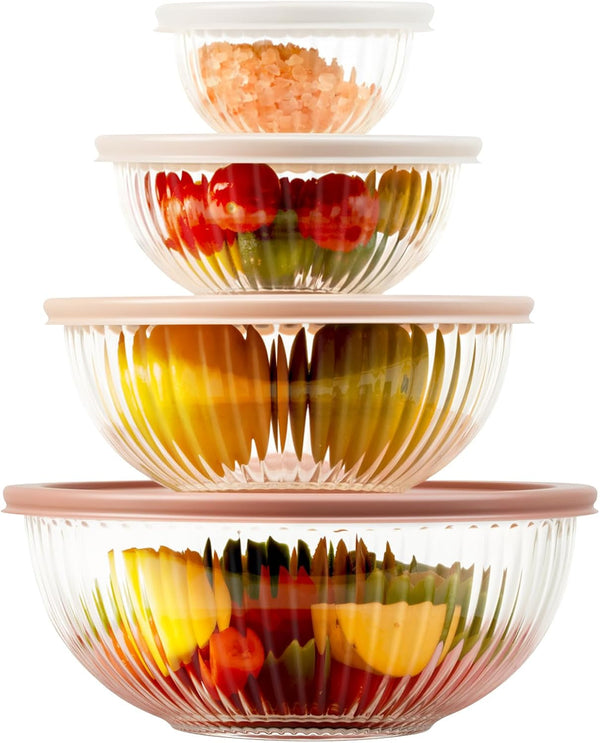 Glass Mixing Bowls with Lids Sets, 4 PCS Serving Bowls for Party or Kitchen1