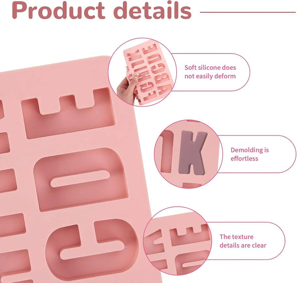 1 Pcs 26 Cavities Silicone Alphabet Chocolate Letter Molds, Letter Molds for Chocolate, Candy, Cake, Biscuit, Large Depth, Easy Release and Clean3