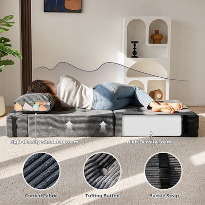 Folding Sofa Bed, Convertible Chair Bed with Pillow8