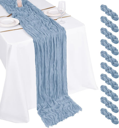 10 Pack Dusty Blue Cheesecloth Table Runner 17X108 Inch Boho Gauze Cheese Cloth Table Runners for Wedding Party Baby Shower Birthday Home Decor1