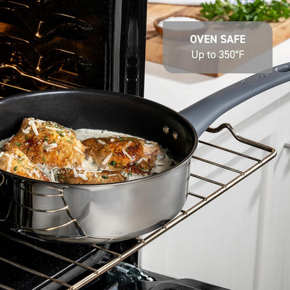 Essentials Nonstick Stainless Steel Frying Pan, 10.5 in Skillet | Proglide Nonstick Coating, Oven Safe up to 350 F, Dishwasher Safe, Even Heat Base, Ocean Blue Soft-Touch Handle7