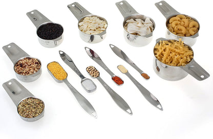 13-Piece Measuring Cups and Spoons Set, 18/8 Stainless Steel, Silver8