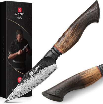 Kitchen Paring Knife 4.2 Inch,Razor Sharp Hand Forged Damascus Steel Small Kitchen Knife for Peeling Coring Fruit with Ergonomic Handle1