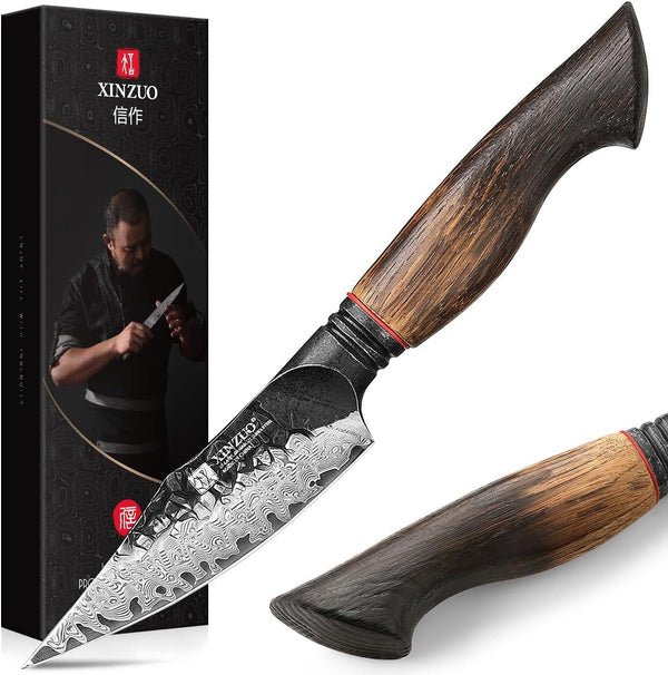 Kitchen Paring Knife 4.2 Inch,Razor Sharp Hand Forged Damascus Steel Small Kitchen Knife for Peeling Coring Fruit with Ergonomic Handle1