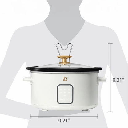 4-Quart Slow Cooker with Touch-Activated Display, Programmable Digital Controls, Removable Non-Stick Pot, Keep Warm Function (White Icing)7