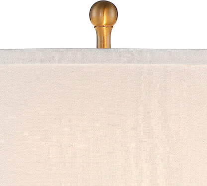 Rolland 30" Large Table Lamps Set of 2 Gold Brass Glass Antique3