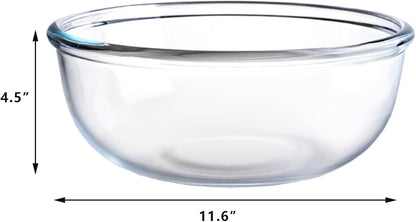 11.6In Wide 6.3Qt Extra Large Glass Bowl, Glass Salad Bowl Mixing Bowl for Sourdough Bread Dough Making Marinating Meat Glass Mixing Bowl for Kitchen Serving Baking Cooking2