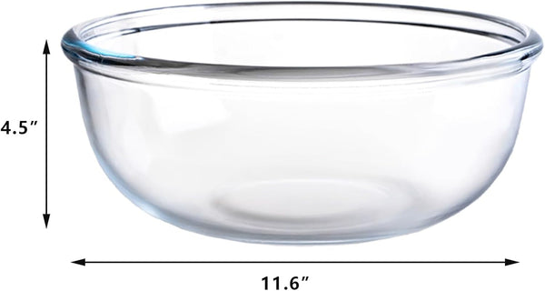 11.6In Wide 6.3Qt Extra Large Glass Bowl, Glass Salad Bowl Mixing Bowl for Sourdough Bread Dough Making Marinating Meat Glass Mixing Bowl for Kitchen Serving Baking Cooking2