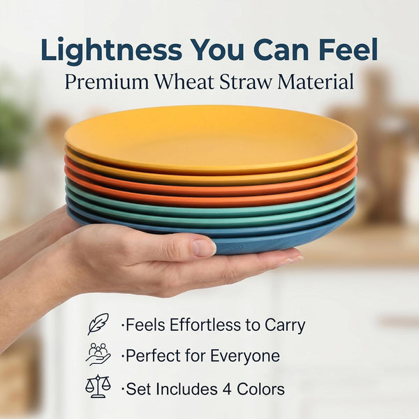 Wheat Straw Dinnerware Set, 40-PCS Lightweight Dish Set for 86