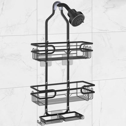 Shower Caddy Hanging, over Head Shower Caddy Shower Storage Rack Basket with Hooks for Razor and Sponge Rustproof, No Drilling, Accessories for Bathroom and Kitchen, Black21