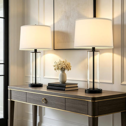 27"Glass Table Lamps Set of 2, Modern Bedside Lamps for Bedroom Living Room8