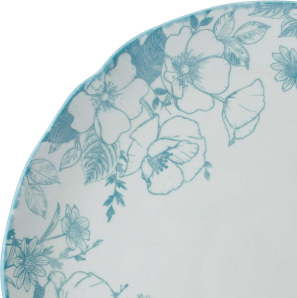 Garden Blossom Floral 12 Piece Plate Bowl Dinnerware Set, Blue3