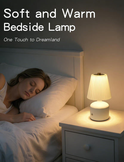 Small Table Lamp, Rechargeable Lamp with 3 Color Stepless Dimming4
