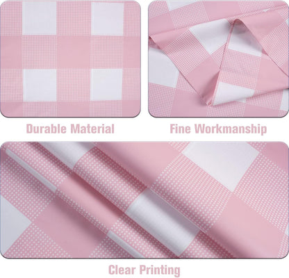 3 Packs Pink Gingham Tablecloth Pink and White Checkered Tablecloths 54 X 108 Inches Disposable Plastic Gingham Tablecovers Waterproof Rectangle Picnic Table Covers for Birthday Party Supplies2