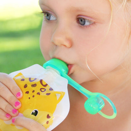Softsip Food Pouch Top | Baby Led Weaning | No Spill Flow Control Valve, Protects Childs Mouth, 100% Silicone, BPA Free | Swirl Colors, 4 CT2