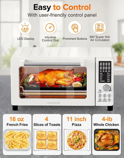 Bravo Pro Smart Air Fryer Toaster Oven Countertop Combo | 10-In-1 Cooking Functions, 1800W, 50-450°F, 21-Qt, Pfas-Free, Upgraded Super Convection, Cream6