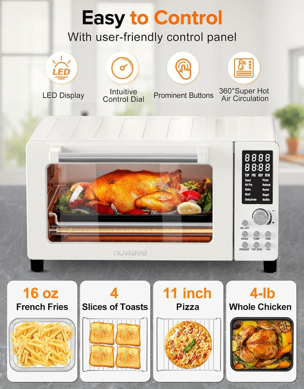 Bravo Pro Smart Air Fryer Toaster Oven Countertop Combo | 10-In-1 Cooking Functions, 1800W, 50-450°F, 21-Qt, Pfas-Free, Upgraded Super Convection, Cream6