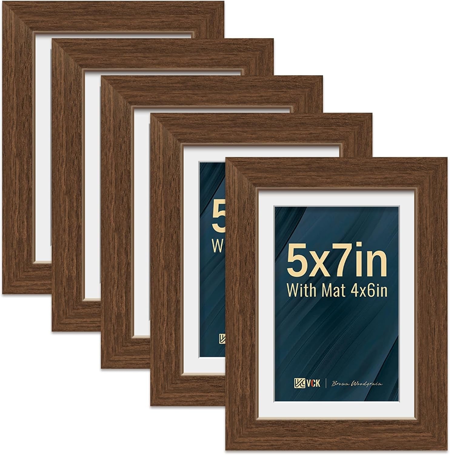 5x7-picture-frame-5-pack-brown-wood-4x6-mat-glass-for-portrait