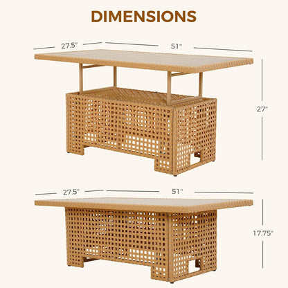 12-Piece Patio Wicker Furniture Set with Lift Top Coffee Storage Table, Outdoor Conversation Set Sectional Sofa with Water Resistant Thick Cushions, Cream5