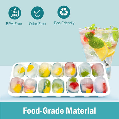 3 Pack Ice Cube Trays with Lid for Freezer, Flexible Silicone Bottom for Easy Release, Stackable Space-Saving Ice Molds, 1.2" Cubes Color-Coded (2 Green 1 Blue) for Juice, Coffee & Cocktails, BPA Free3