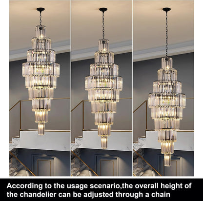 Staircase Chandelier Large for High Ceiling Foyer Black 23.7"Dia 20 Lights3