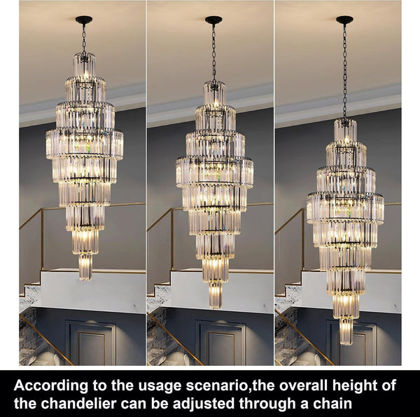 Staircase Chandelier Large for High Ceiling Foyer Black 23.7"Dia 20 Lights3
