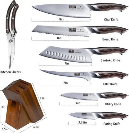 Ultra Sharp Japanese High Carbon Steel Vegetable Meat Cleaver & Professional Ultra Sharp Chef Knife Set with Scissors6