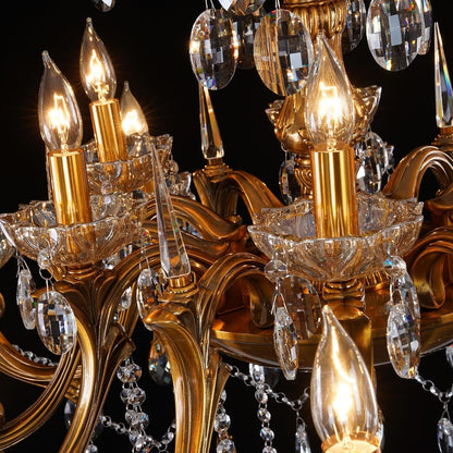 Vintage Brass Crystal Chandelier Large Candle Style Pendant Light6
