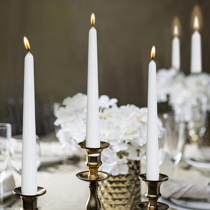 Long White Taper Candles - Bulk Pack of 30 Count - 10-Inch Unscented Household Candlesticks - Premium European Quality Wax - 8 Hour Long Burning Candles for Home Décor, Weddings & Parties5