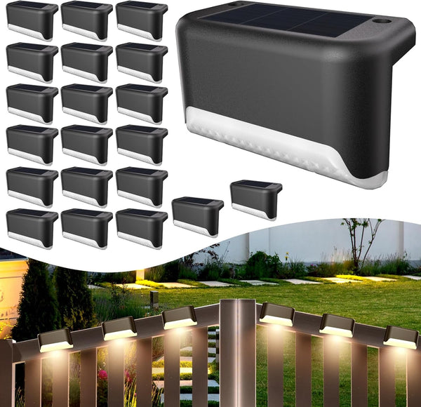 Solar Deck Lights Outdoor, 20 Pcs Solar Step Lights, Waterproof LED Solar Lights for Outdoor Stairs, Step, Fence, Yard, Patio, Railing, Garden and Pathway1