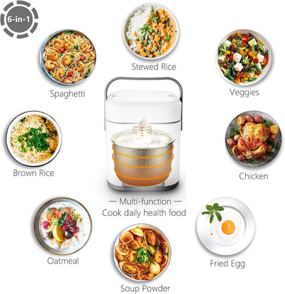 Mini Rice Cooker, 1.2L with Ceramic-Coated Pot, 2.5-Cup Uncooked | Food Steamer, 12-Hour Delay Timer, Compact Size for 1-2 People, for Rice, Grains, Oatmeal, Dorm Rooms and Travel5
