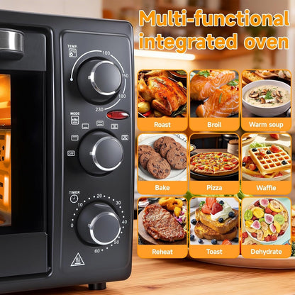 34QT Air Fryer Toaster Oven Combo - 1500W Multi-Functional Countertop Convection Oven & Airfryer with Rotisserie, Dehydrator, Crispy Roast, Black Black7