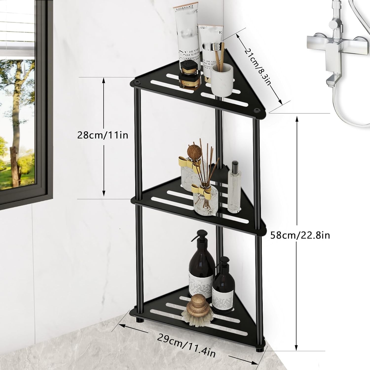 standing-shower-caddy-corner-3-tier-stainless-steel-shower-organizer-stand-rustproof-corner-shower-shelves-corner-shower-caddy-bathroom-shower-stand-black