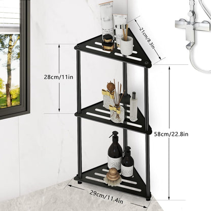 Standing Shower Caddy Corner, 3 Tier Stainless Steel Shower Organizer Stand, Rustproof Corner Shower Shelves, Corner Shower Caddy Bathroom Shower Stand, Black2