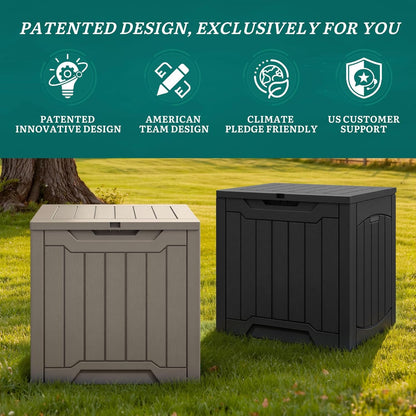 31 Gallon Outdoor Storage Box | Resin Deck Box and Waterproof Package Delivery Box for Gardening Tools, Pool Supplies, Patio Furniture, Lockable, Taupe9