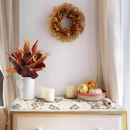 Fall Navy Blue Pumpkins Table Runner - 36 Inch Long, Thanksgiving Maple Leaves Kitchen Dining Table Runner Dresser Scarves, Rustic White Orange Pumpkin Decor for Coffee Table Party Banquet2