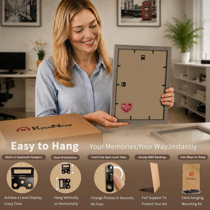 11X14 Picture Frame 4 Pack, Walnut Solid Wood, Gallery Wall Hanging5