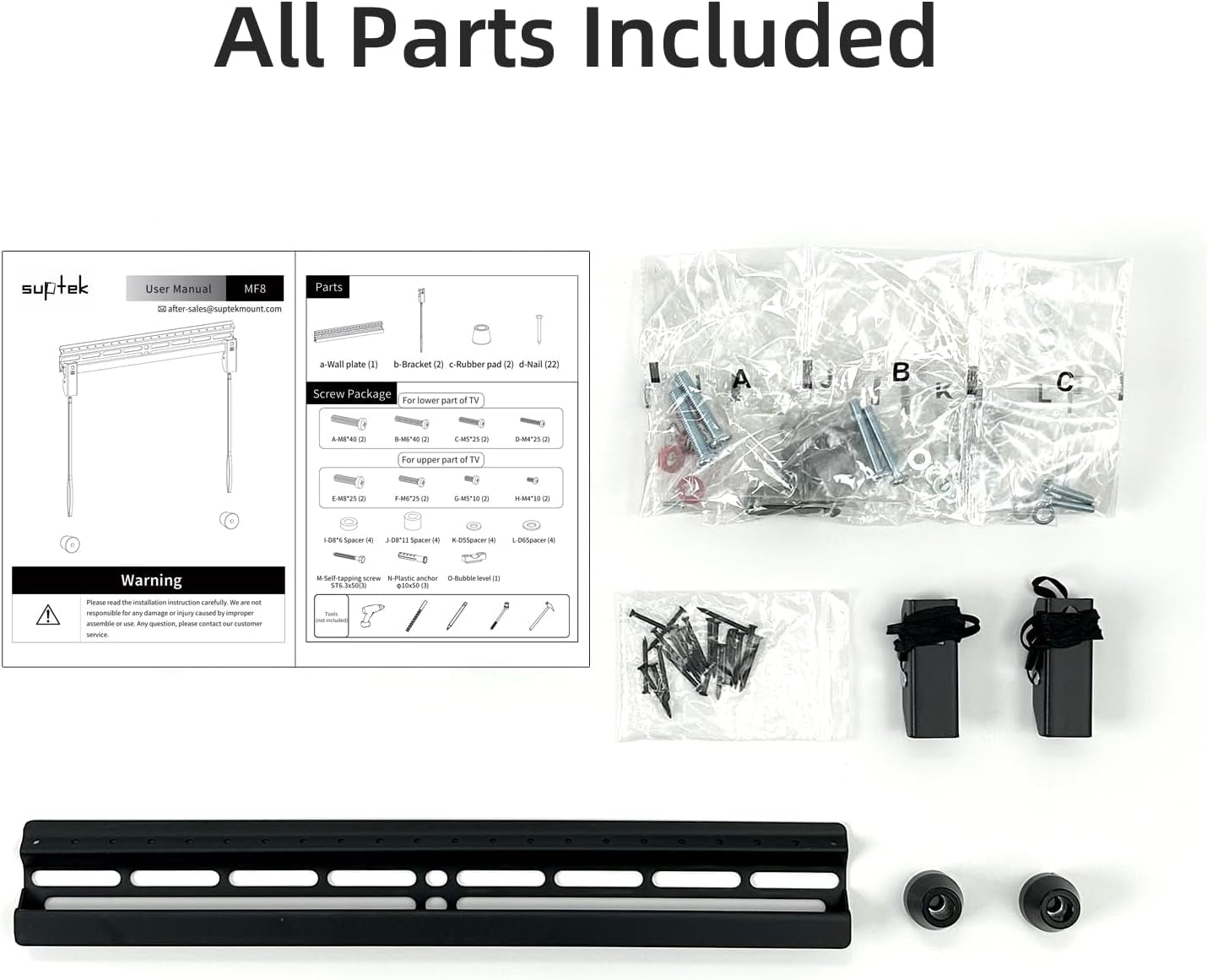 studless-tv-wall-mount-for-most-23-60-inch-tvs-up-to-99-lbs-low-profile-no-drill-tv-mount-drywall-bracket-with-max-vesa-400x400mm-no-stud-no-drill-easy-install-mf8