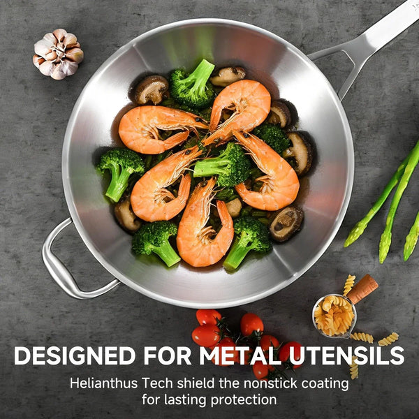 13 Inch Stainless Steel Wok with Lid, Detachable Handle | Uncoated Tri-Ply Stainless Steel Stir Fry Pan, Everyday Cooking Wok for Induction, Flat Bottom, Dishwasher & Oven Safe3