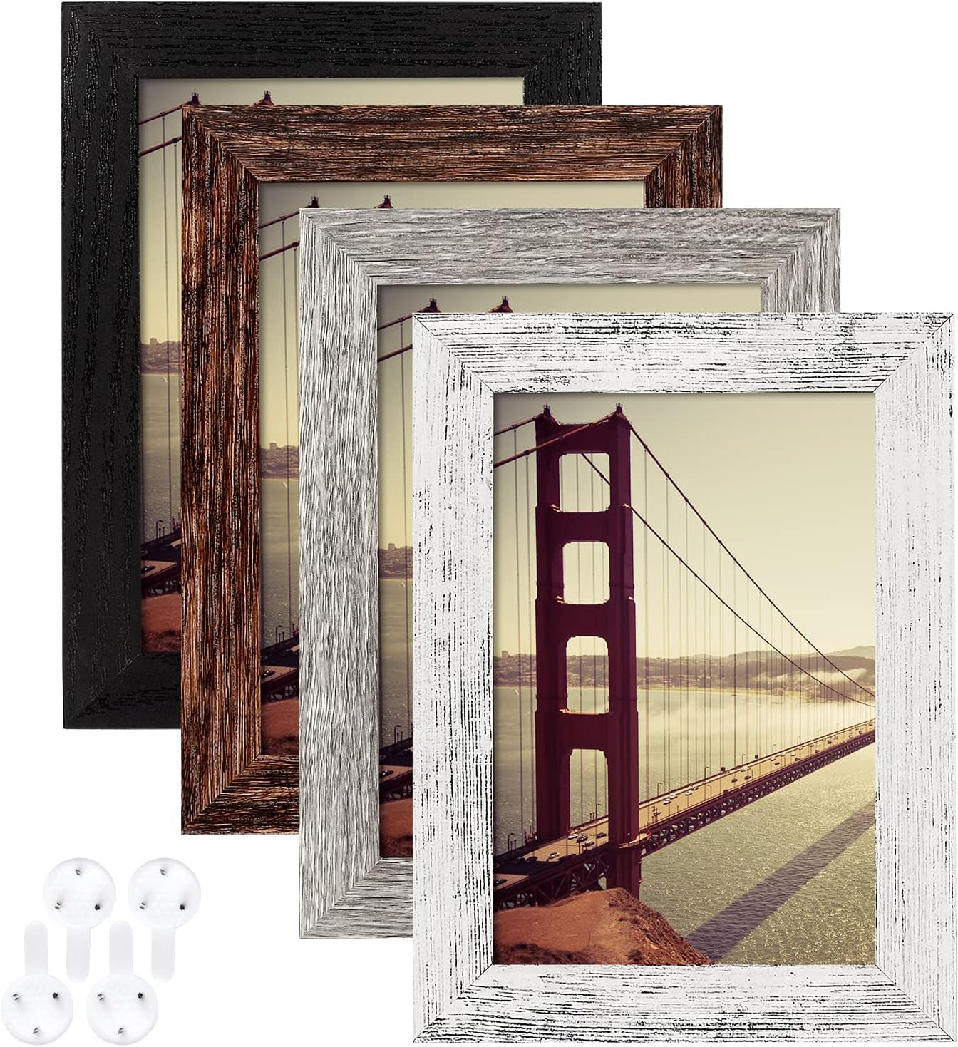 4x6-picture-frame-distressed-farmhouse-wood-pattern-set-of-4-display-3-5x5-with-mat-or-4x6-without-mat-multicolour