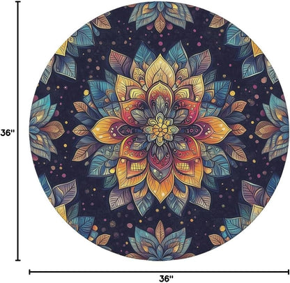 Round Tablecloth Stretch round Fitted Tablecloth with Elastic, Boho Waterproof Table Cloth for 31"-35" round Table, 36Inch8