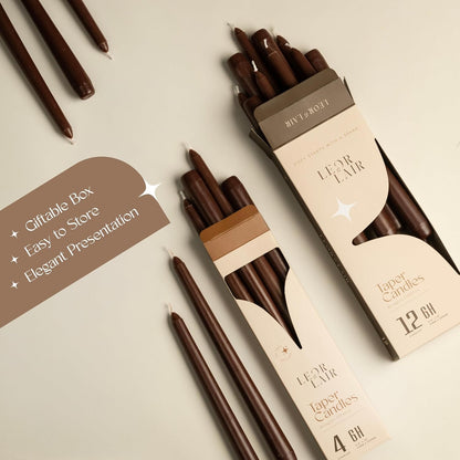 Brown Taper Candles for Fall & Thanksgiving, 4 Pack, Unscented6