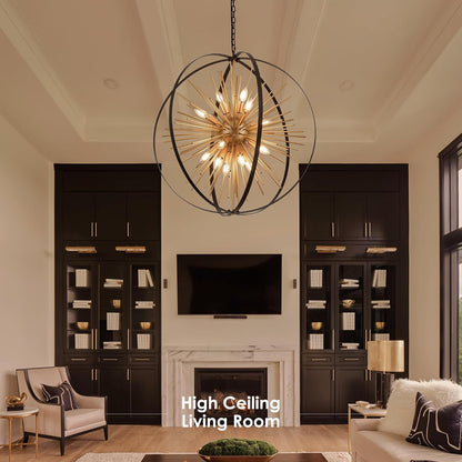Black Gold Sputnik Chandelier, Starburst Firework Pendant Light Fixtures6