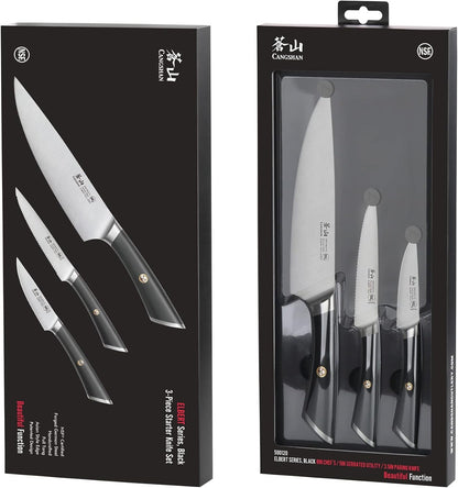 ELBERT Series German Steel Forged Starter Knife Sets (Black, 3-Piece)7