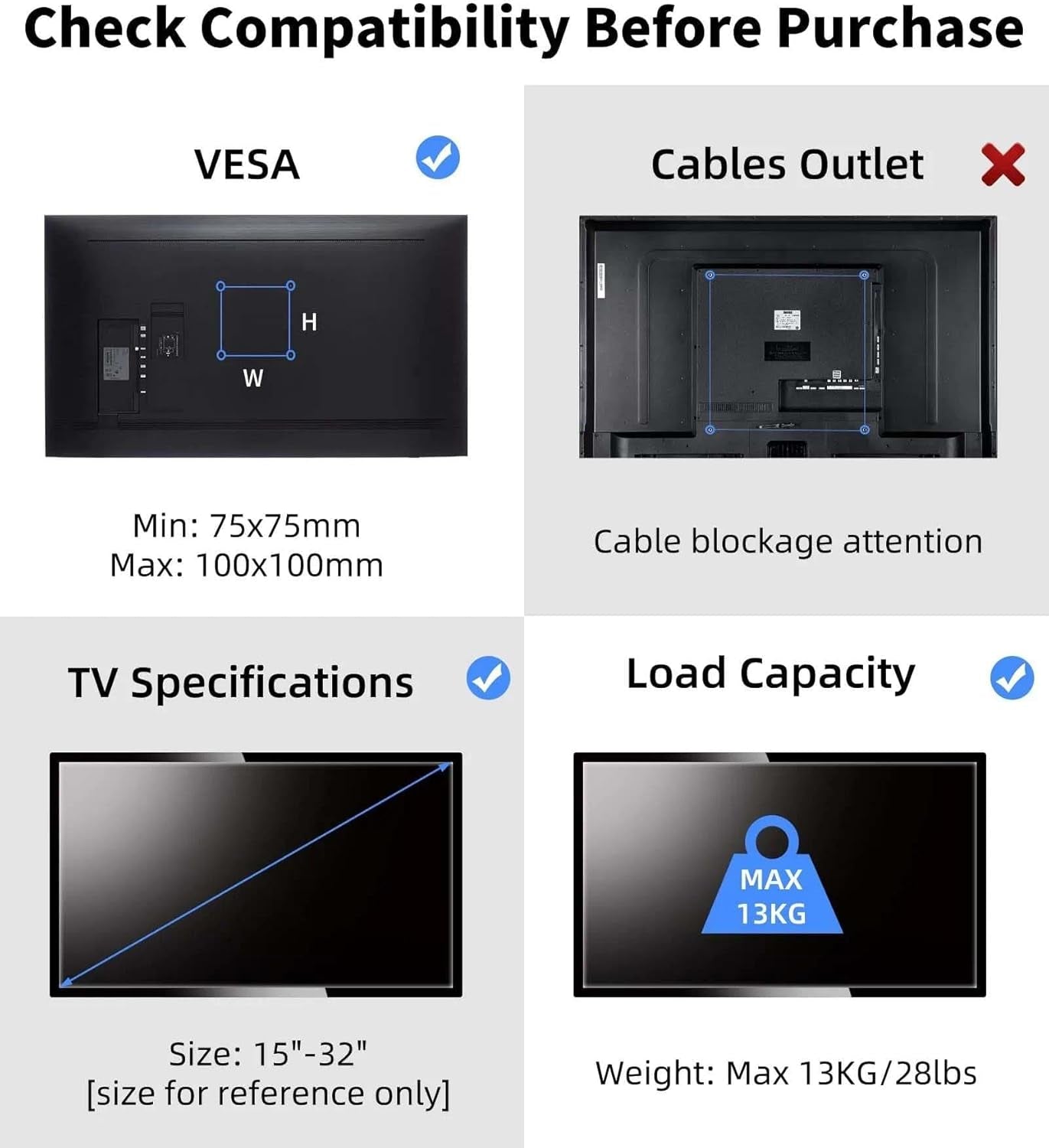 tv-wall-bracket-mount-swivel-and-tilt-for-most-15-32-led-lcd-oled-flat-screen-tvs-and-monitors-with-vesa-75x75-100x100mm-up-to-13kg-full-motion-monitor-wall-bracket-ma2720