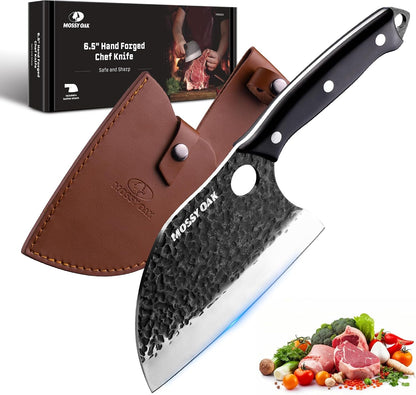Mossy Oak Serbian Chef Knife, Hand Forged Meat Cleaver Knife1
