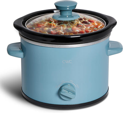 2QT Mini Electric round Slow Cooker - Adjustable Settings, Removable Stoneware Pot, Tempered Glass Lid, Dishwasher Safe, Cool-Touch Side Handles, Slate Blue1