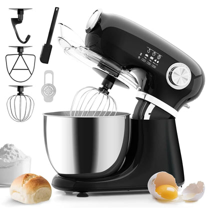 5.3 Quart Electric Stand Mixer with 12 Speed, Low Noise | Electric Mixer with Tilt Head, Kitchen Mixer for Daily Use with Egg Whisk, Dough Hook, Flat Beater, Anti-Slip Suction Cup1