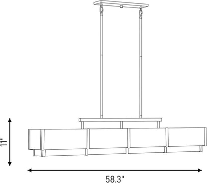 1-2332-8-50 Orleans Vintage Mid-Century Modern Natural Alabaster Linear Chandelier, 8-Light 480 Total Watts, 11" H X 58" L, Black Cashmere2